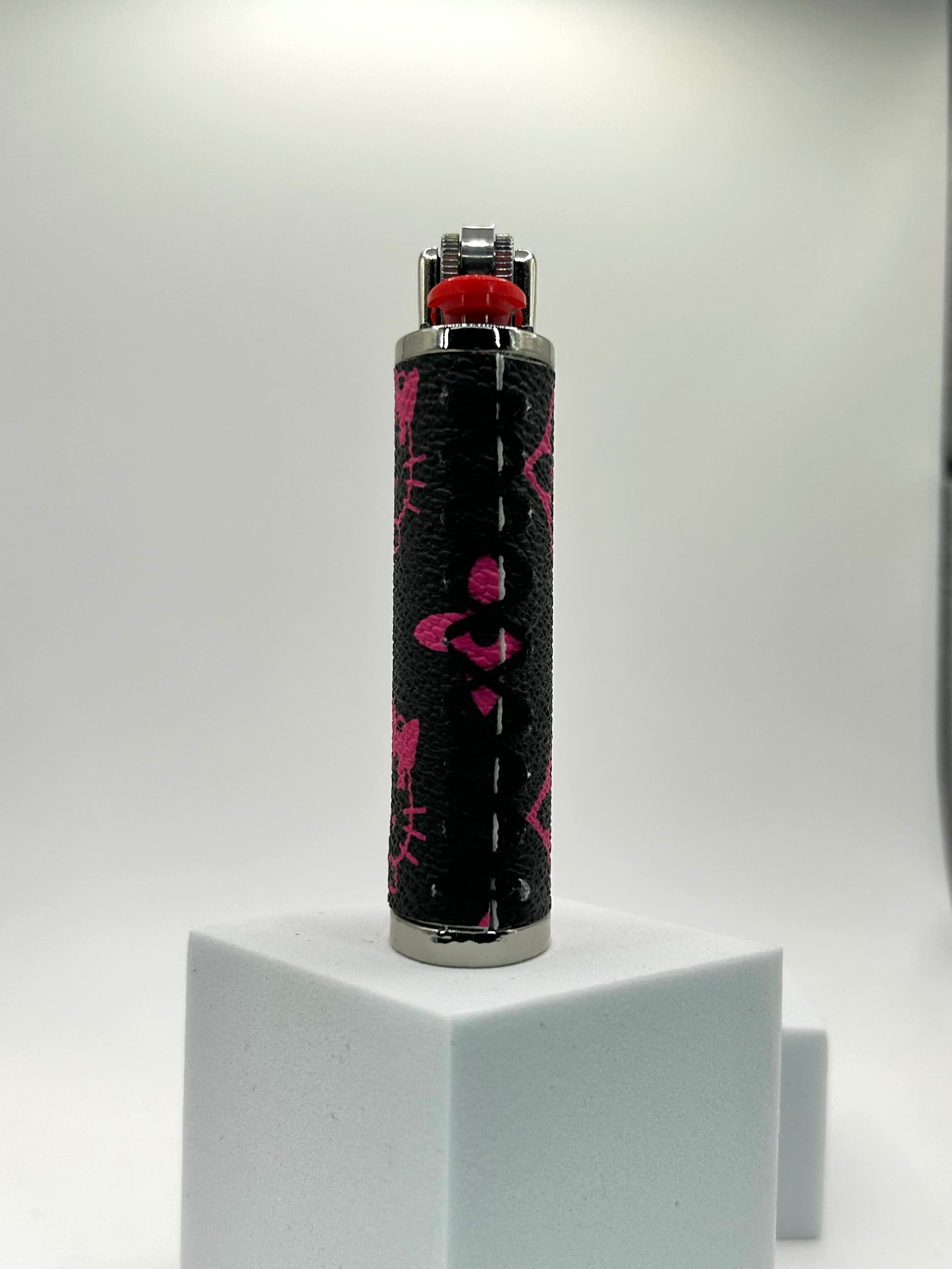Hello Kitty Black & Pink Leather Lighter Case