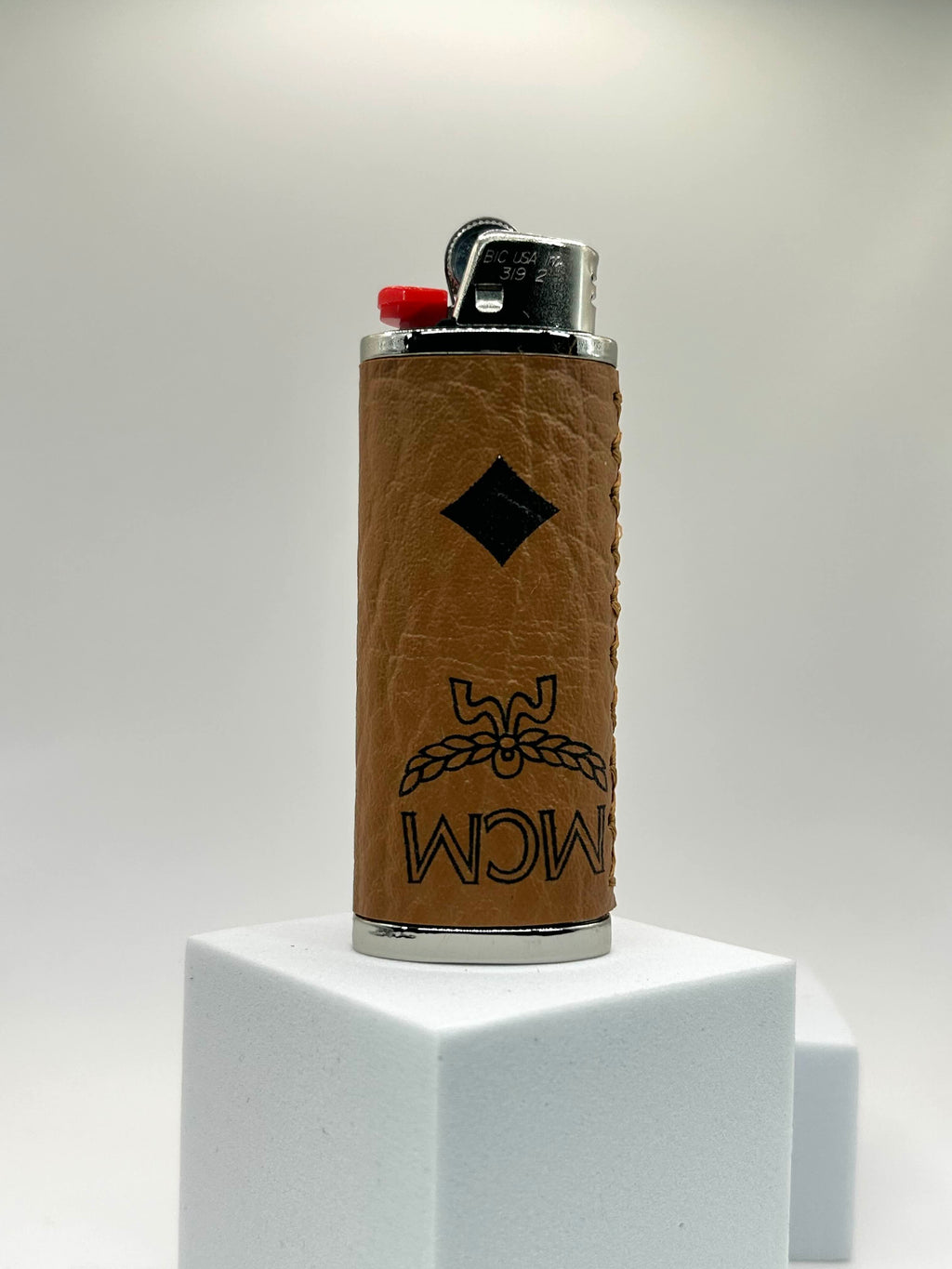 Authentic Leather Custom Brown Lighter Case