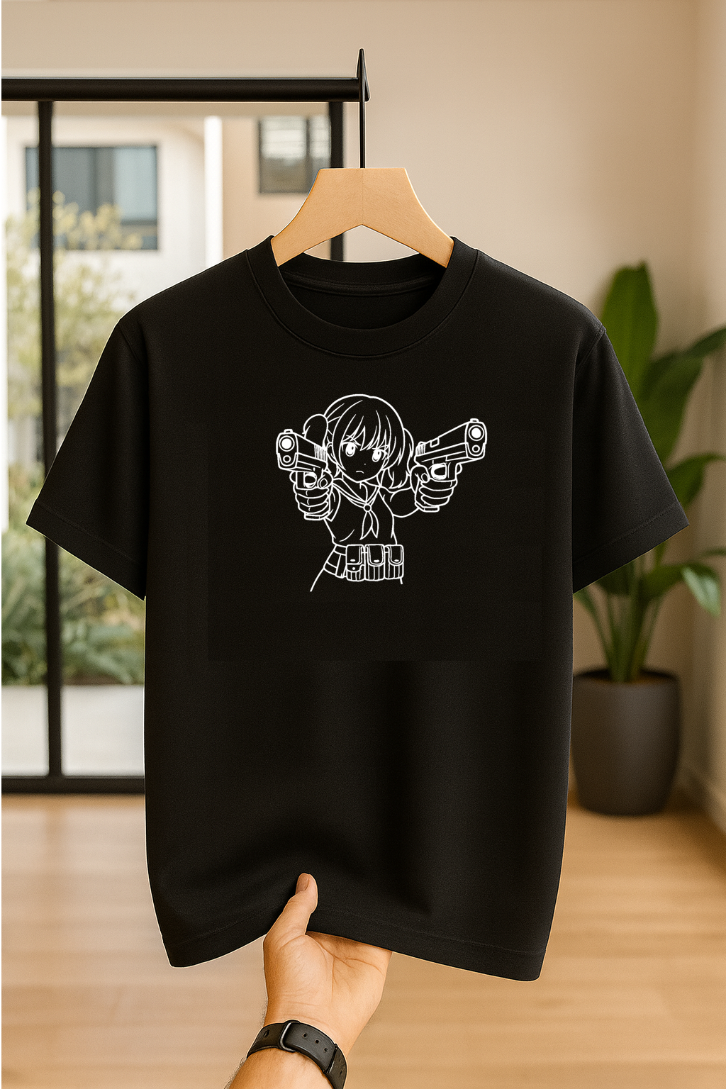 Anime girl with dual guns custom T-Shirt