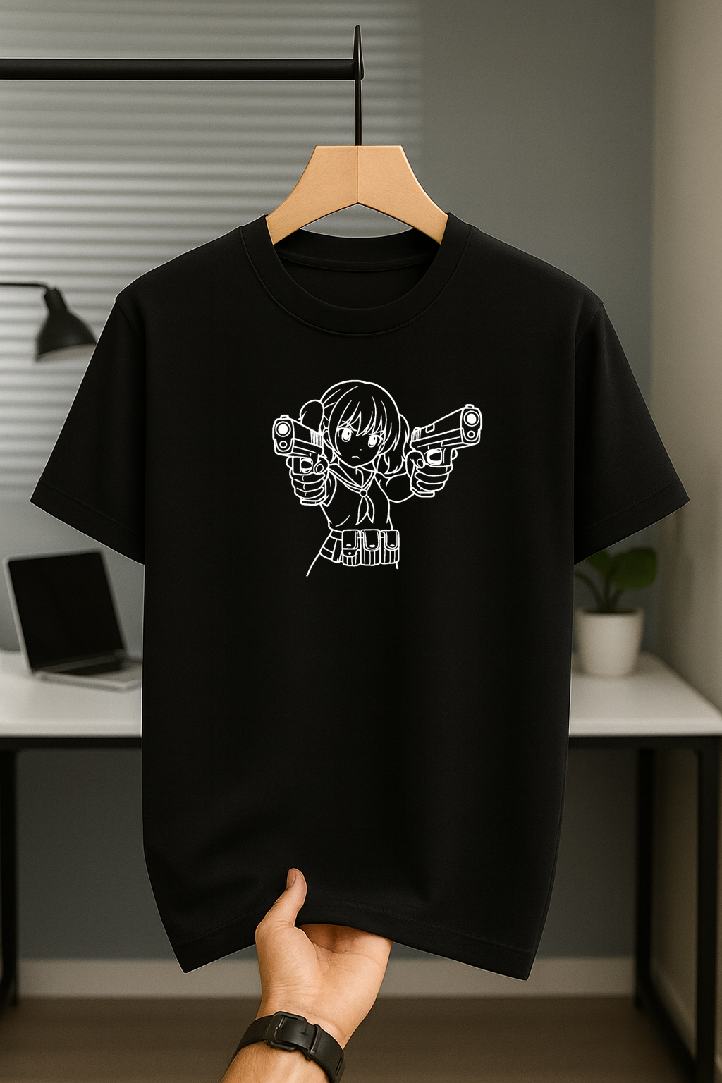 Anime girl with dual guns custom T-Shirt