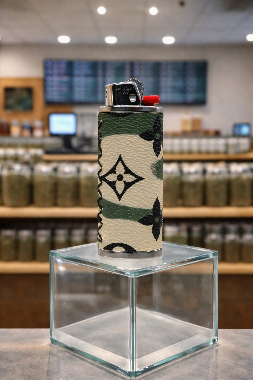 Camo Designer Green & Black Combo With Black Stitching and Silver Case