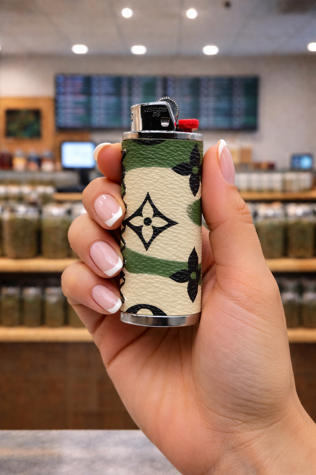 Camo Designer Green & Black Combo With Black Stitching and Silver Case