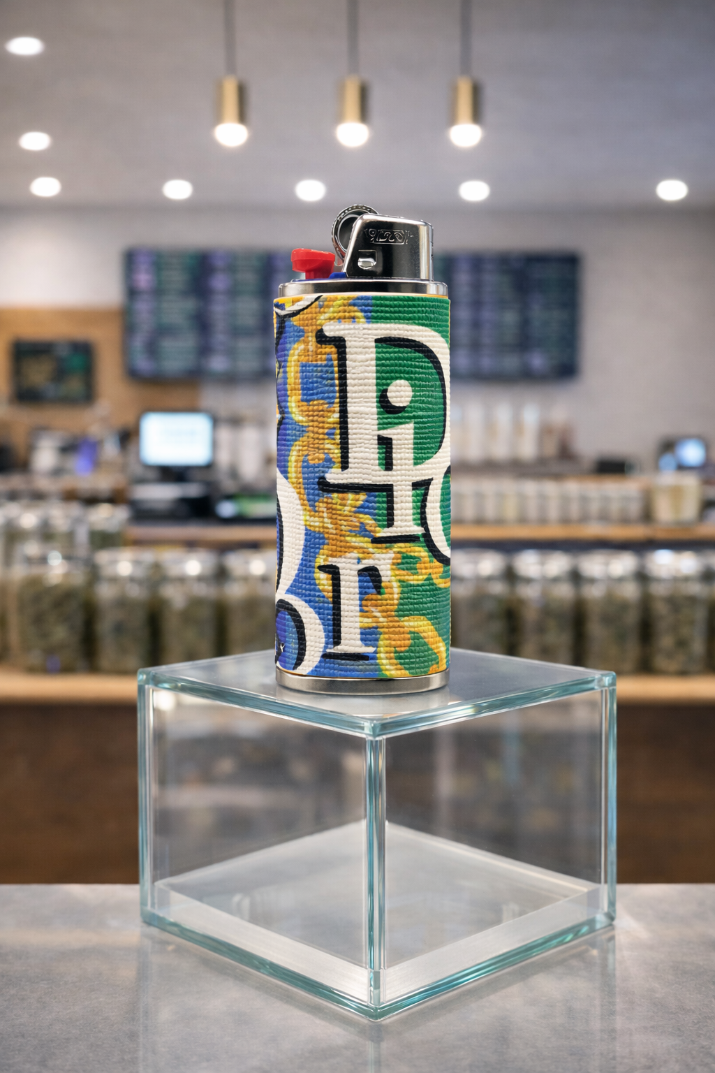 Multicolor stripes w/ chains Luxury leather lighter case!