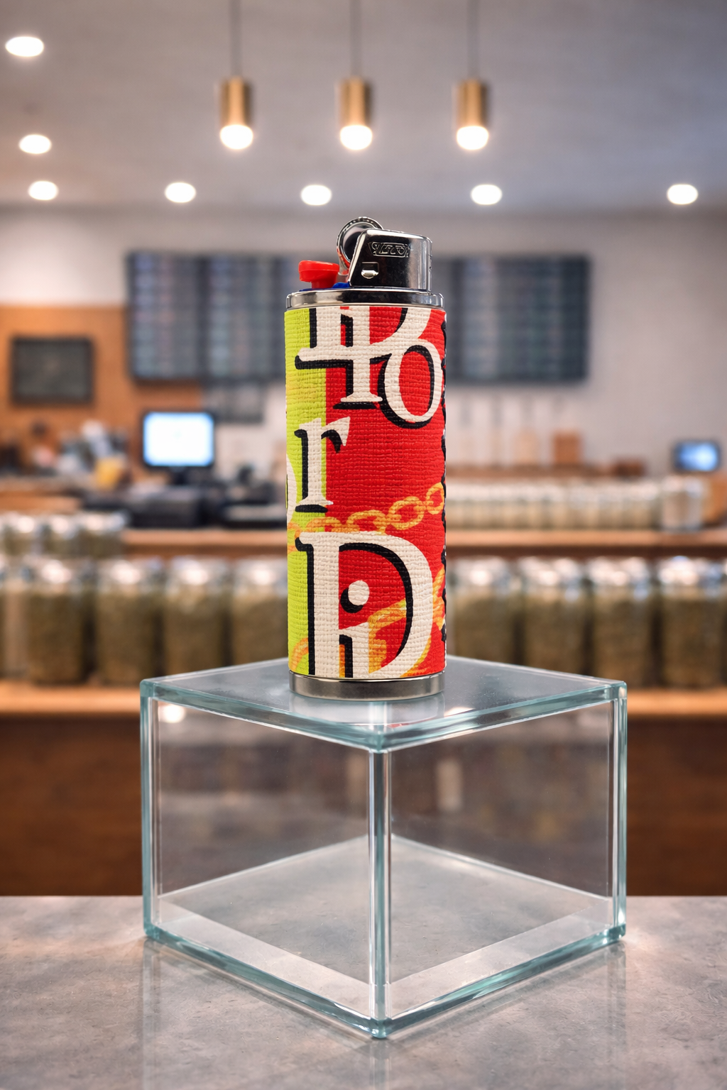 Multicolor stripes w/ chains Luxury leather lighter case!