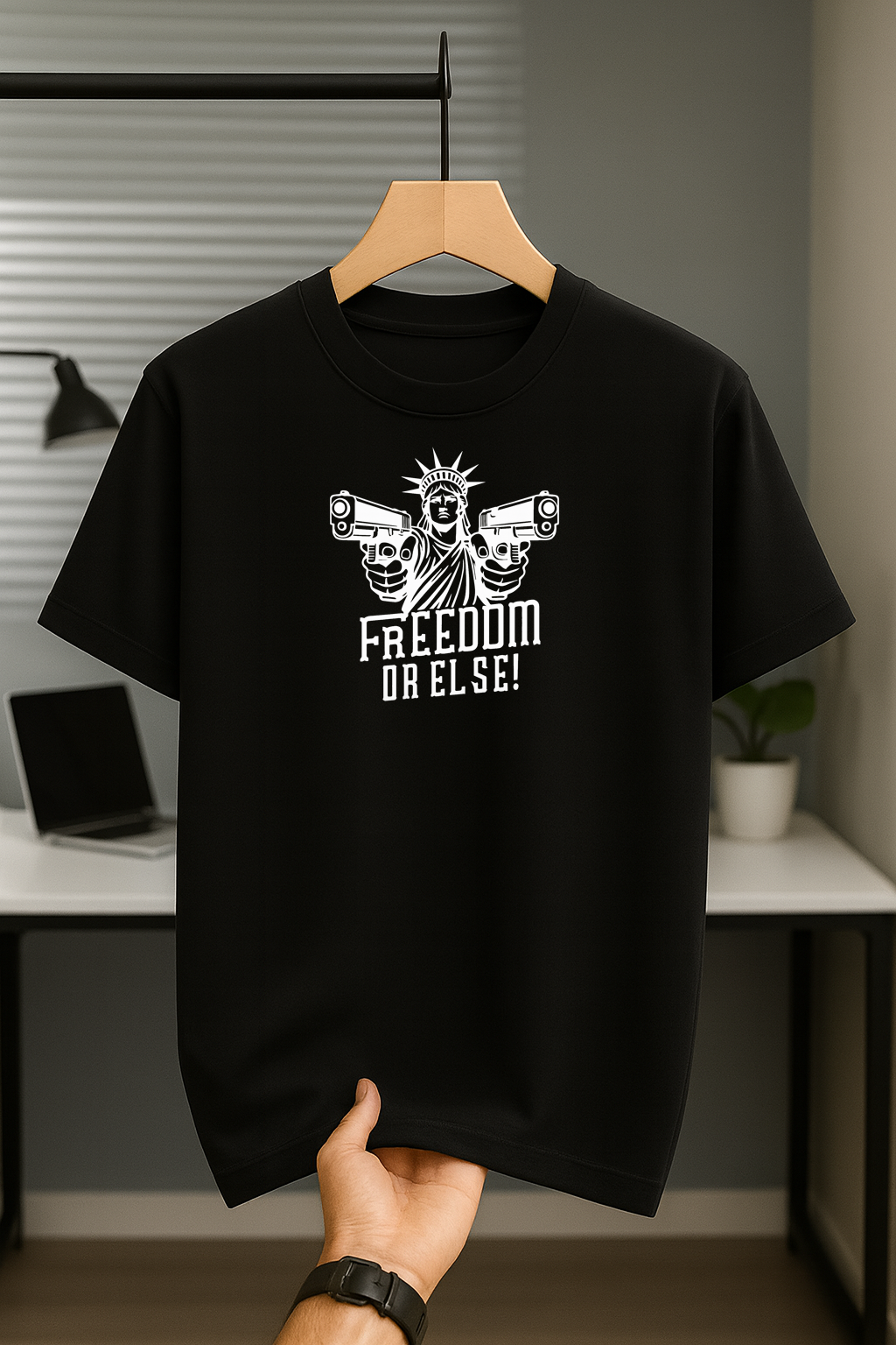 Statue of Liberty with dual guns