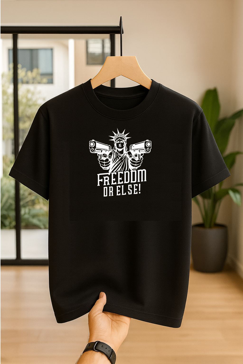 Statue of Liberty with dual guns