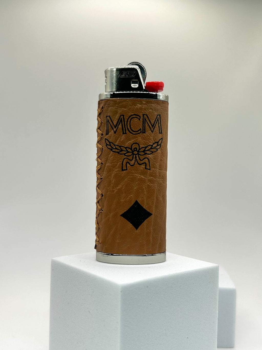 Authentic Leather Custom Brown Lighter Case