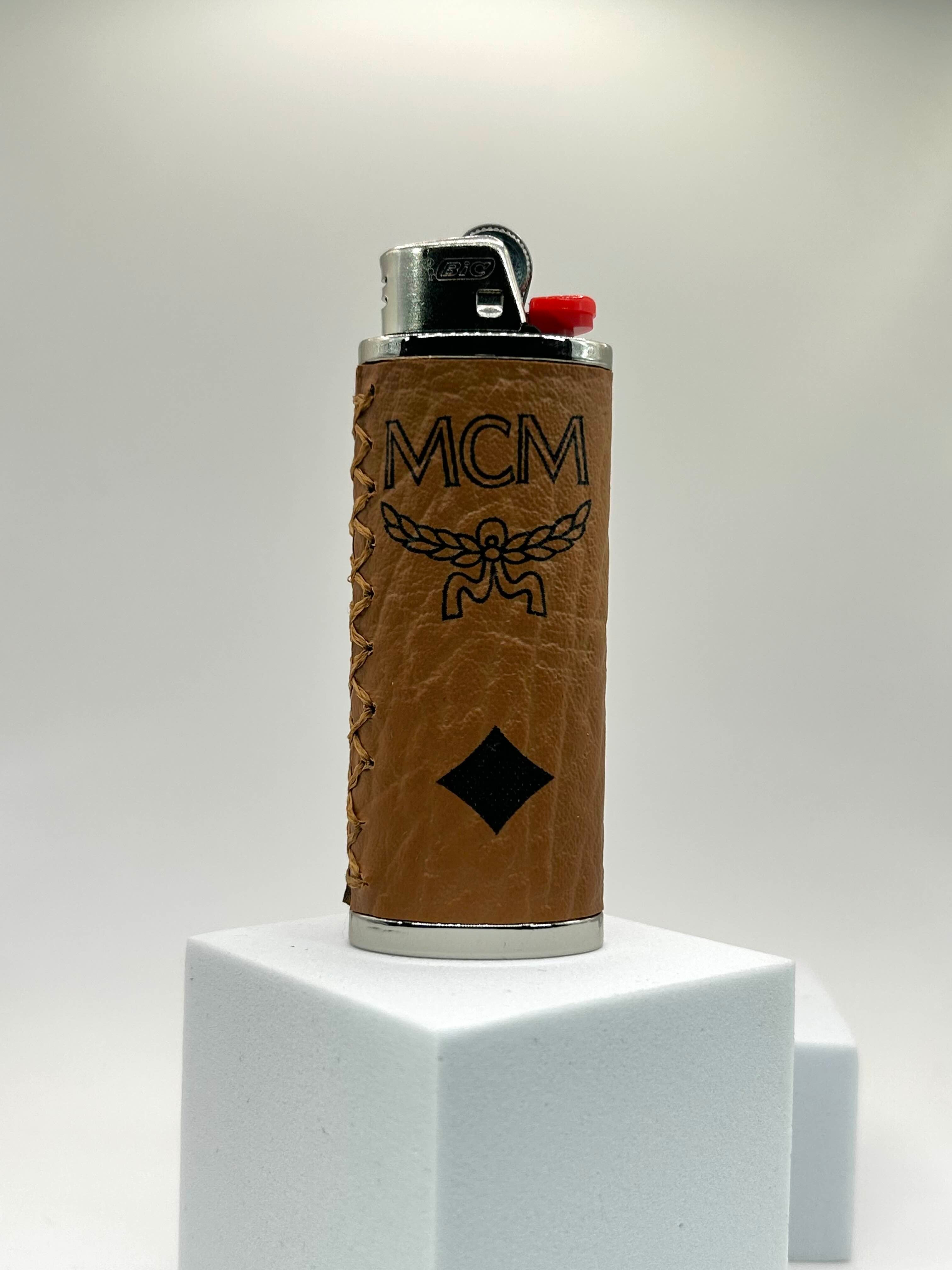 Authentic Leather Custom Brown Lighter Case
