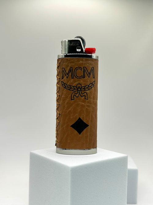 Authentic Leather Custom Brown Lighter Case