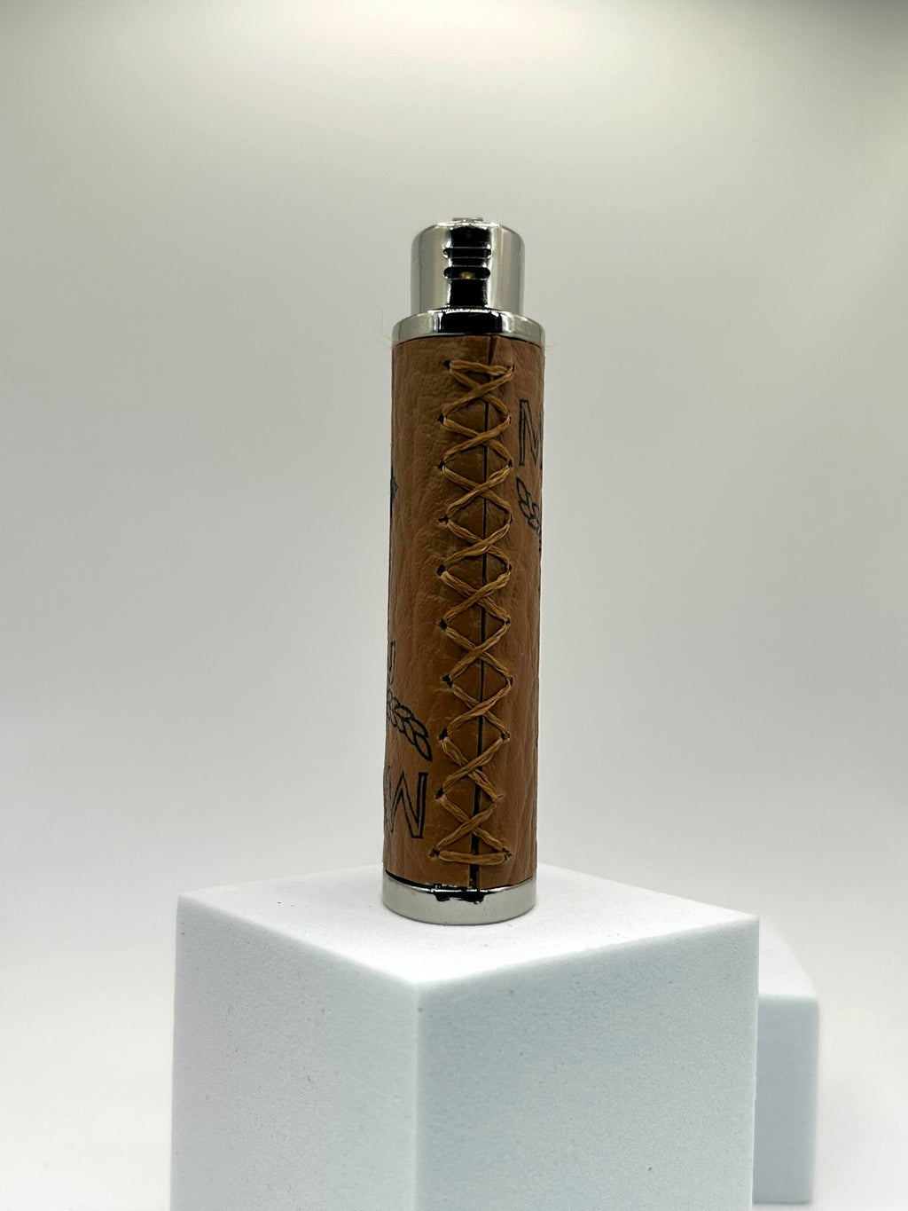 Authentic Leather Custom Brown Lighter Case