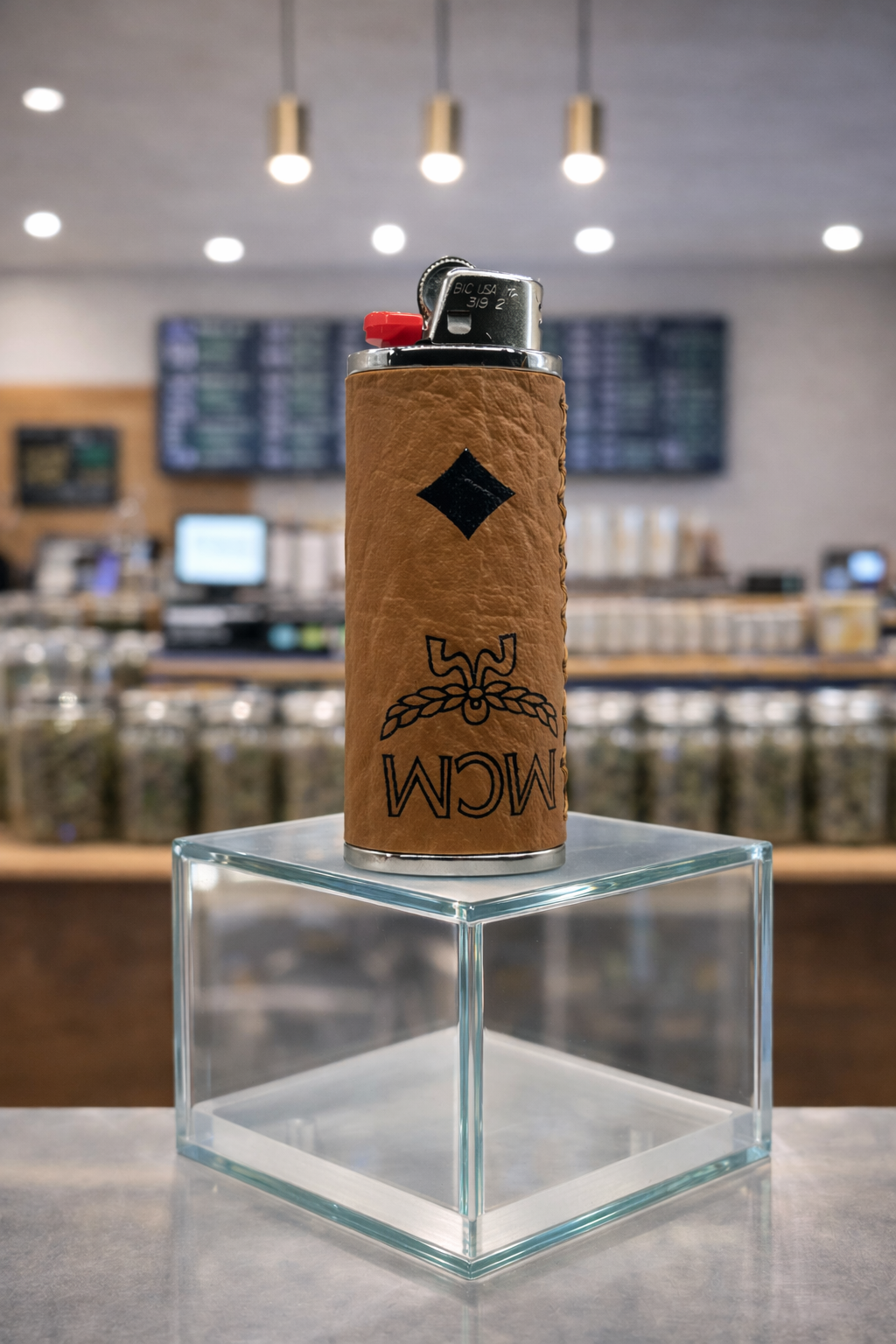 Authentic Leather Custom Brown Lighter Case