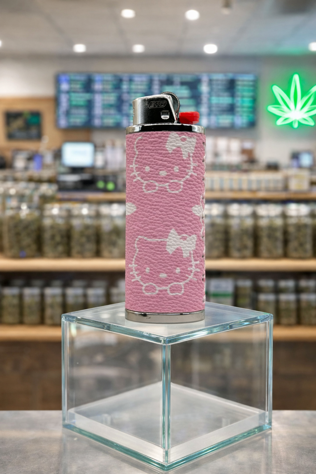 Hello Kitty Pink & White Leather Lighter Case