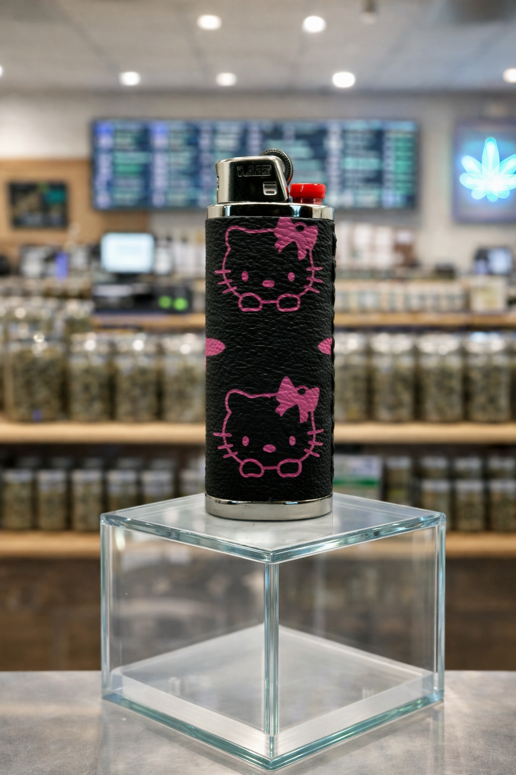 Hello Kitty Black & Pink Leather Lighter Case